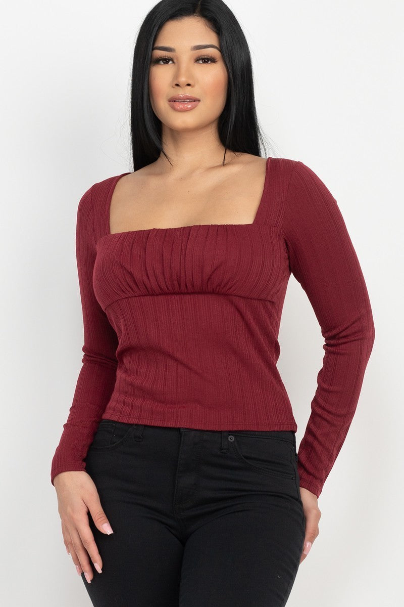 Shirred Square Neck Top - NuQuTees*N*Tops Tops NuQuTees*N*TopsCC