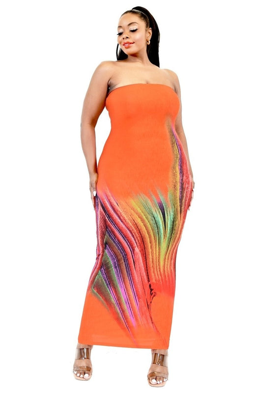 Plus Sleeveless Color Gradient Tube Top Maxi Dress - NuQuTees*N*Tops Dresses NuQuTees*N*TopsCC