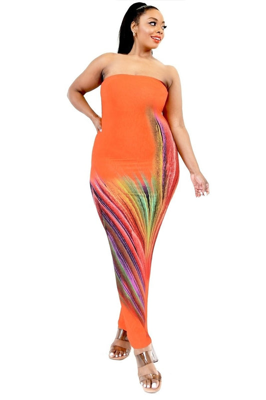 Plus Sleeveless Color Gradient Tube Top Maxi Dress - NuQuTees*N*Tops Dresses NuQuTees*N*TopsCC