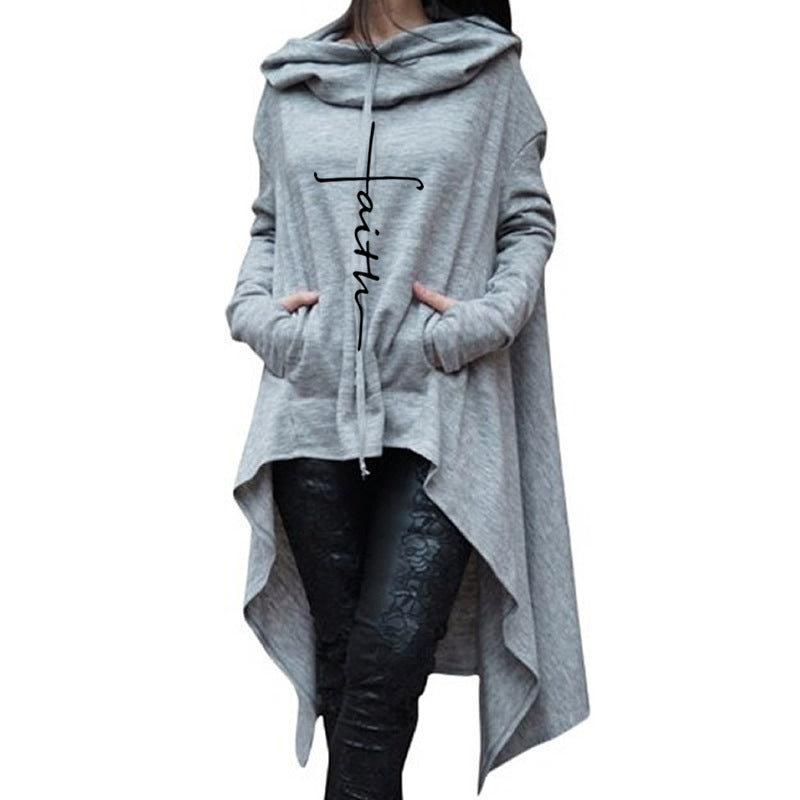Long embroidered cloak hooded sweater - NuQuTees*N*Tops Tops NuQuTees*N*topsCJ