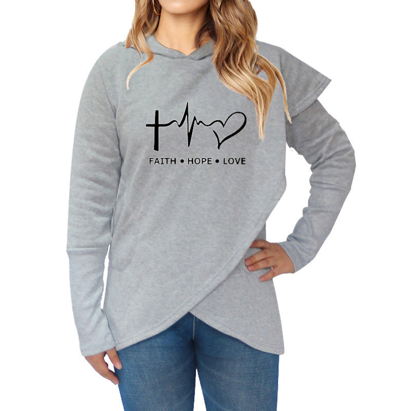 Autumn Winter Women Hoodies Sweatshirts Casual Plus Size Faith Printed Hooded Sweatshirt - NuQuTees*N*Tops Tops NuQuTees*N*topsCJ