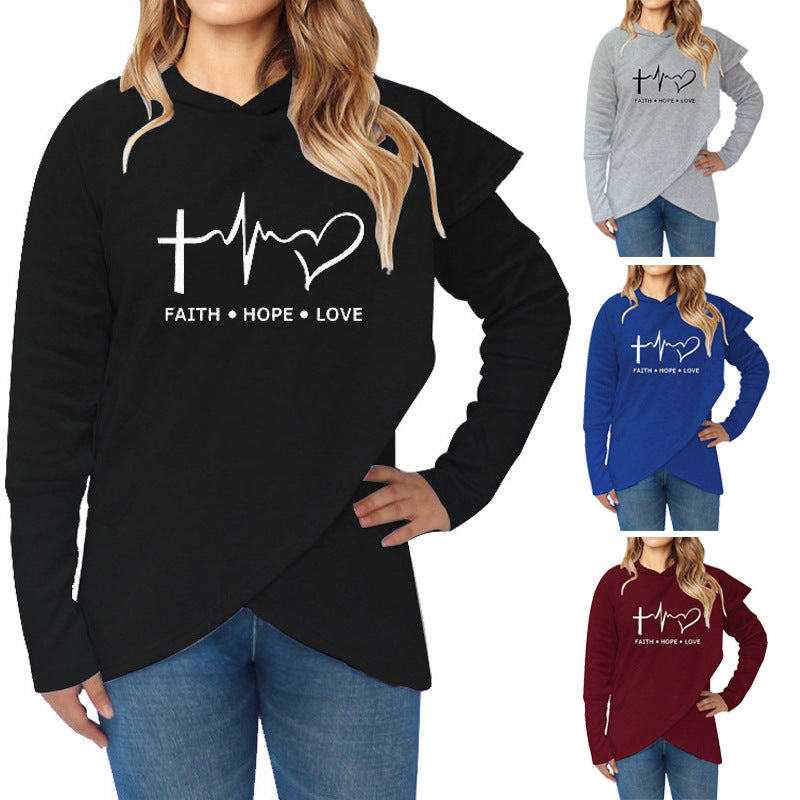 Autumn Winter Women Hoodies Sweatshirts Casual Plus Size Faith Printed Hooded Sweatshirt - NuQuTees*N*Tops Tops NuQuTees*N*topsCJ