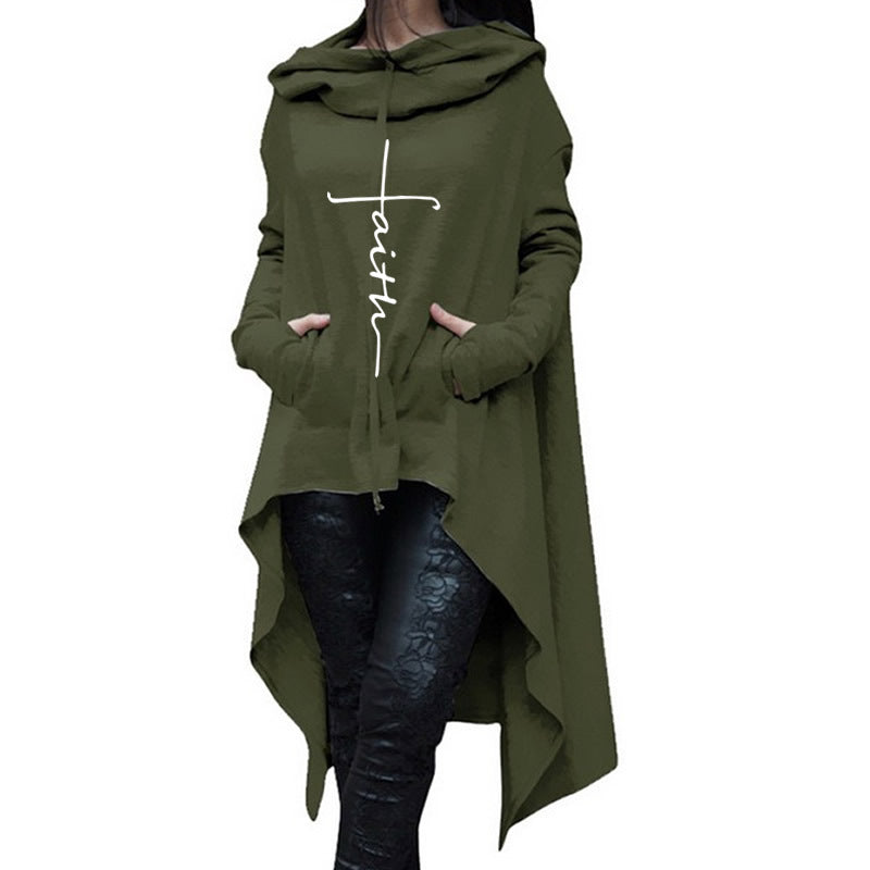 Long embroidered cloak hooded sweater - NuQuTees*N*Tops Tops NuQuTees*N*topsCJ