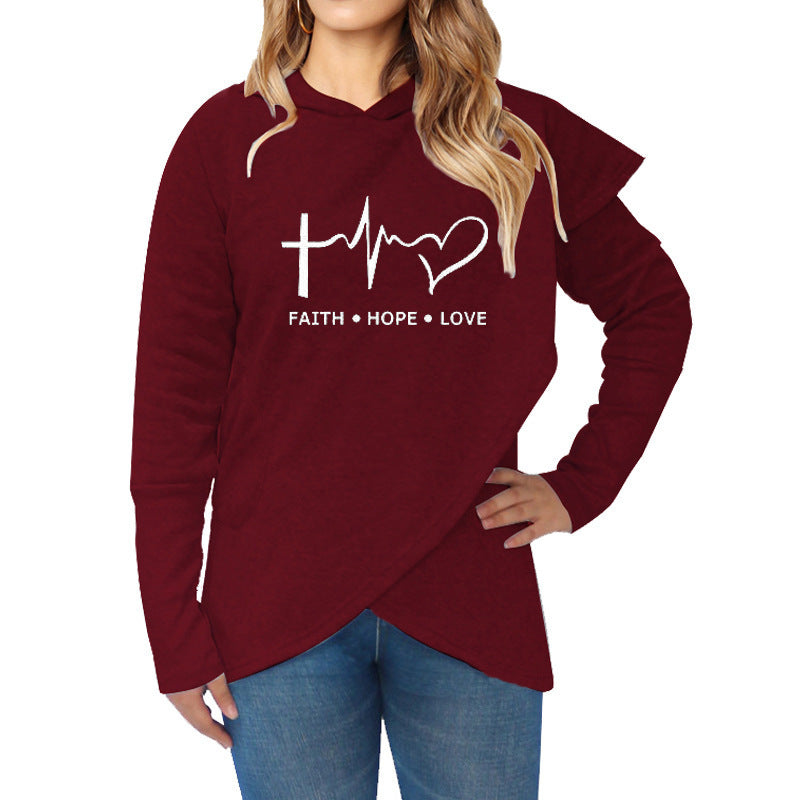 Autumn Winter Women Hoodies Sweatshirts Casual Plus Size Faith Printed Hooded Sweatshirt - NuQuTees*N*Tops Tops NuQuTees*N*topsCJ