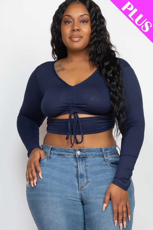 Plus Size Drawstring Ruched Cutout Crop Top - NuQuTees*N*Tops Tops NuQuTees*N*TopsCC